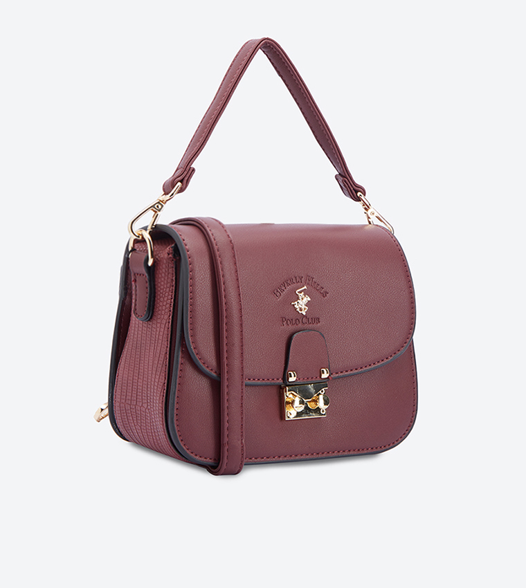 Buy Beverly Hills Polo Club Logo Detail Shoulder Bag In Maroon