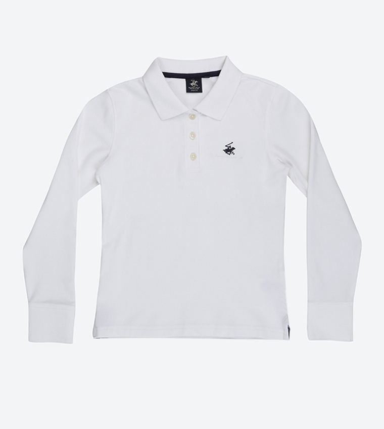 White polo long deals sleeve