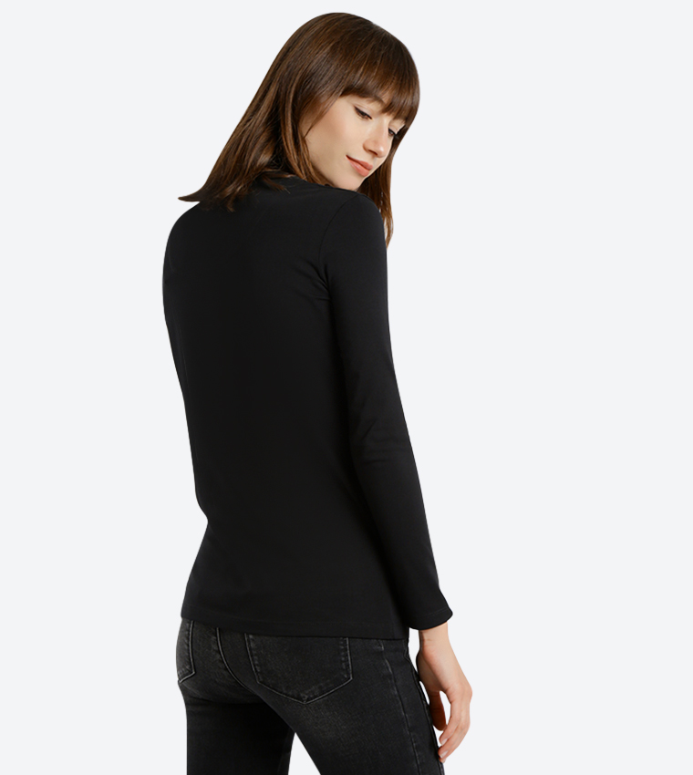 V-Neck Long Sleeve T-Shirt - Black BP L1368