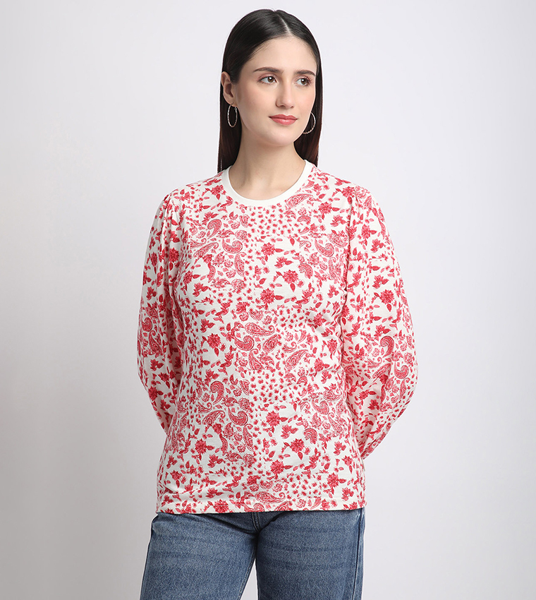 Paisley Printed Short Sleeves Top