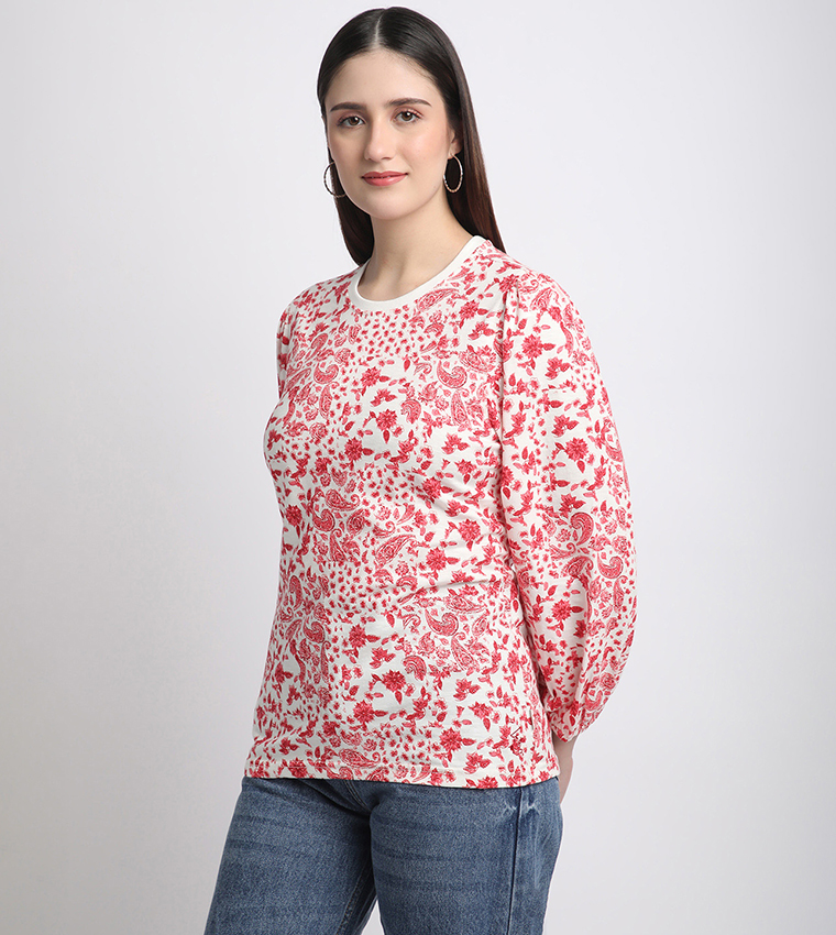 Paisley Printed Short Sleeves Top