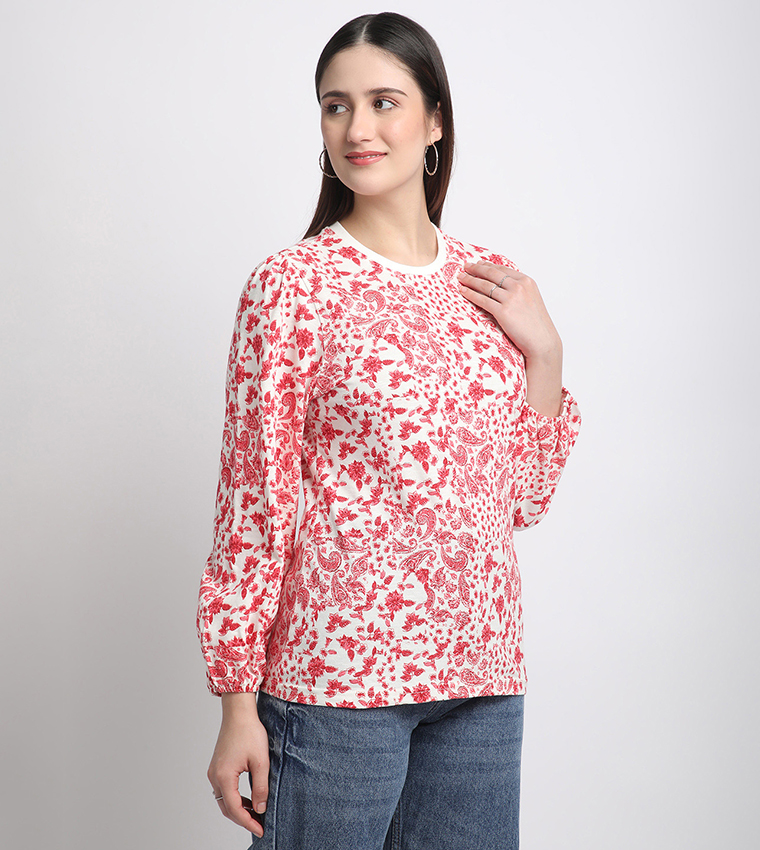 Paisley Printed Short Sleeves Top