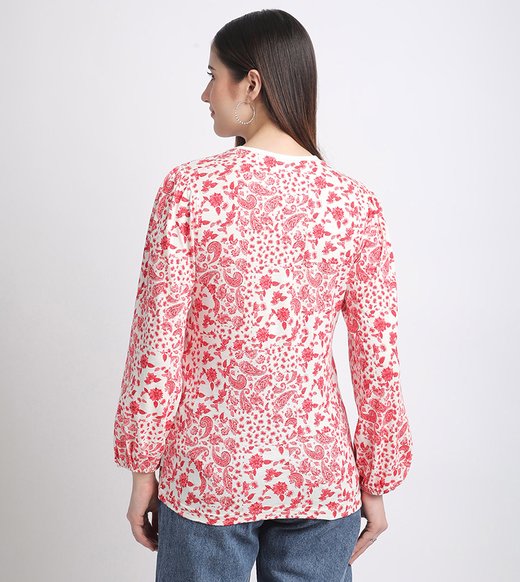 Paisley Printed Short Sleeves Top