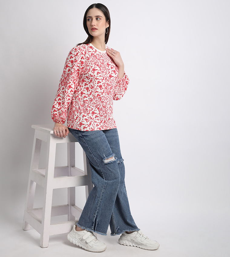 Paisley Printed Short Sleeves Top