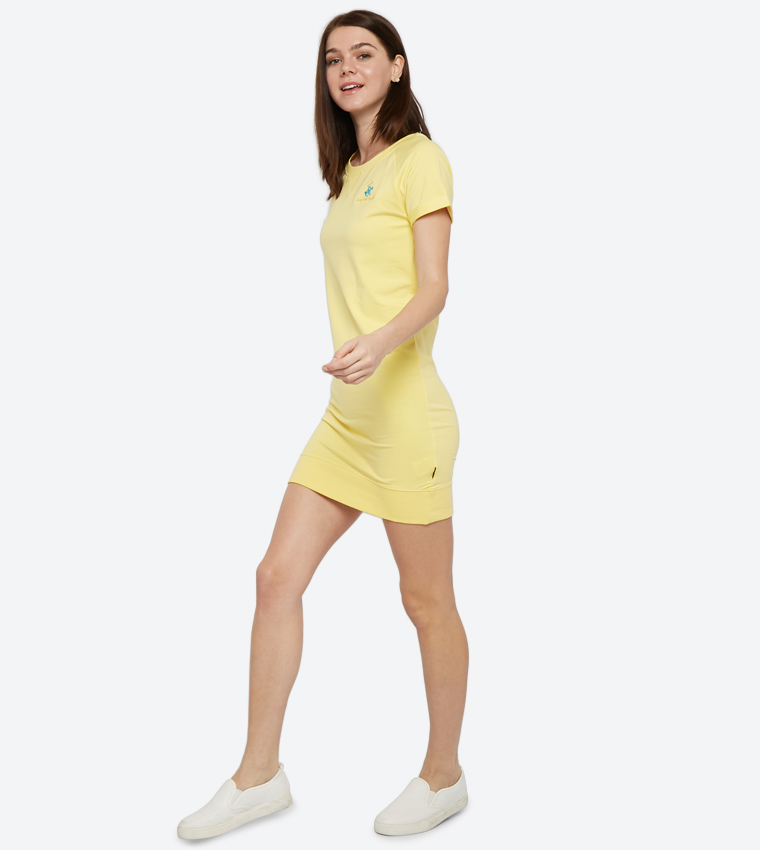Buy Beverly Hills Polo Club Short Sleeve Pullover Mini Dress Yellow BP  L2145 In Yellow | 6thstreet Saudi Arabia