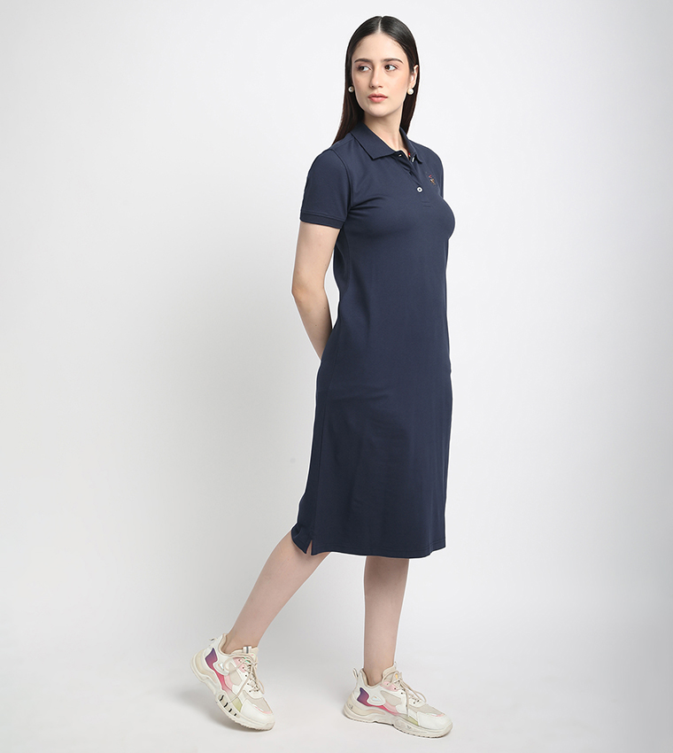 Logo Detail Short Sleeves Polo Dress