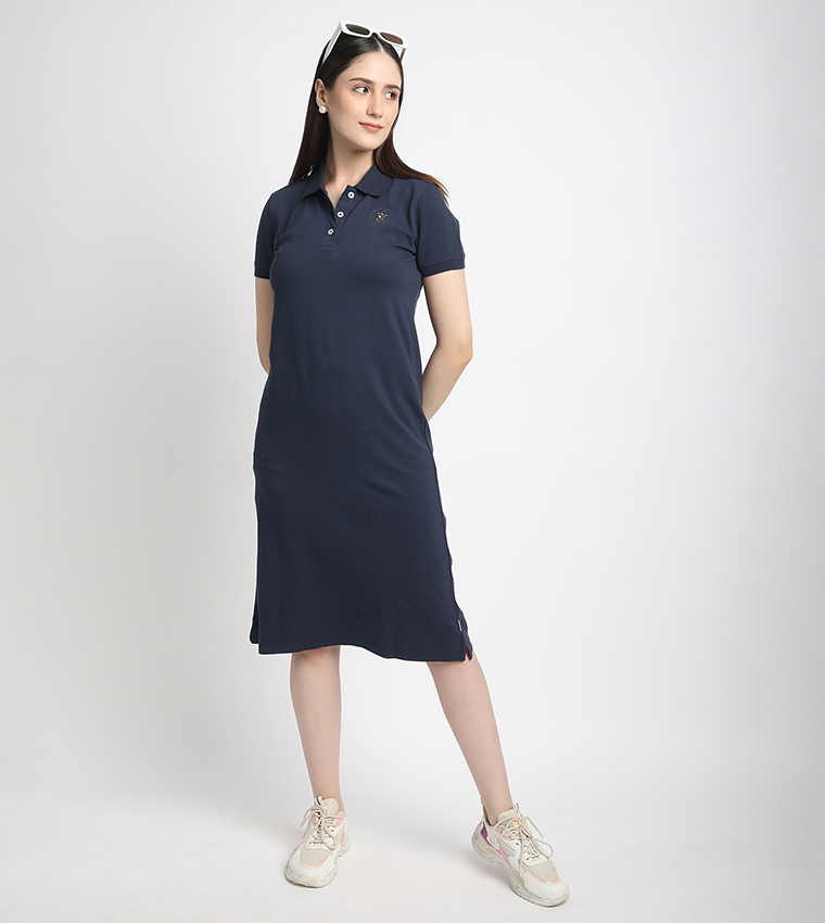 Logo Detail Short Sleeves Polo Dress