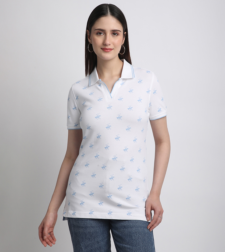 All Over Logo Printed Short Sleeves Polo T-Shirt