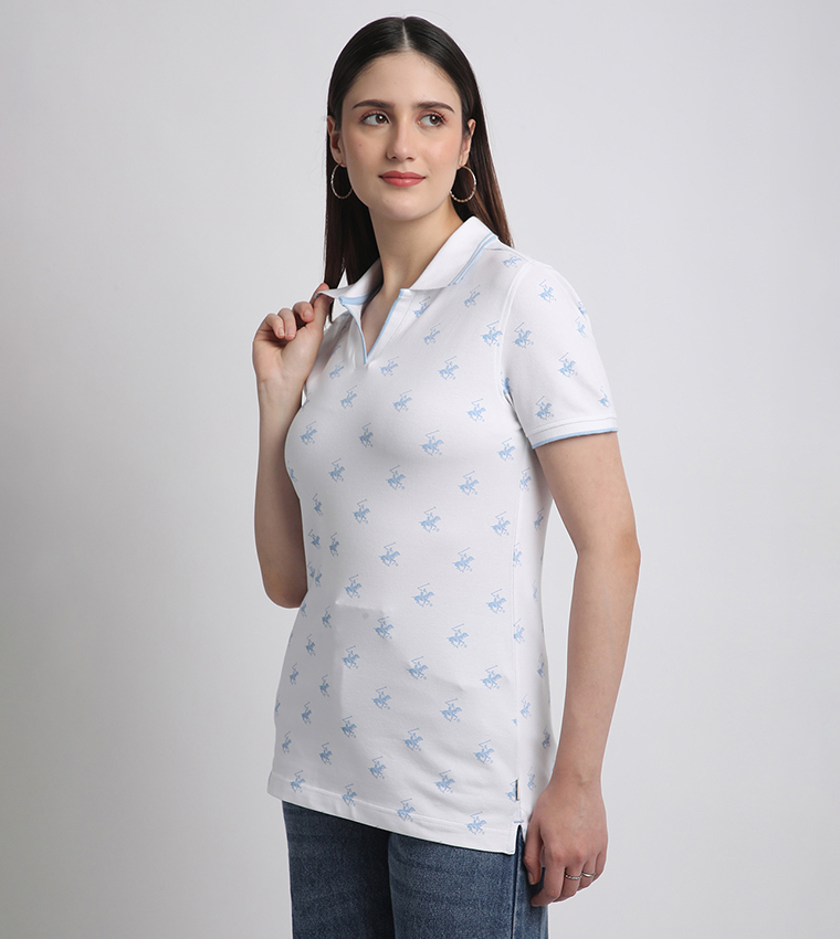 All Over Logo Printed Short Sleeves Polo T-Shirt