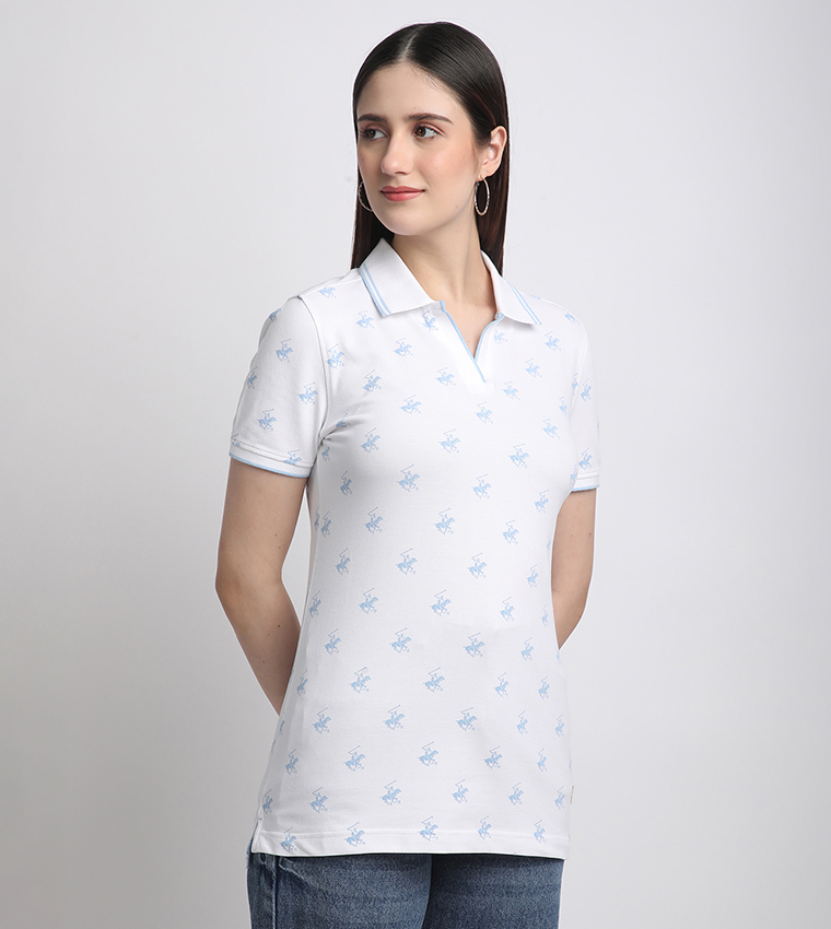 All Over Logo Printed Short Sleeves Polo T-Shirt