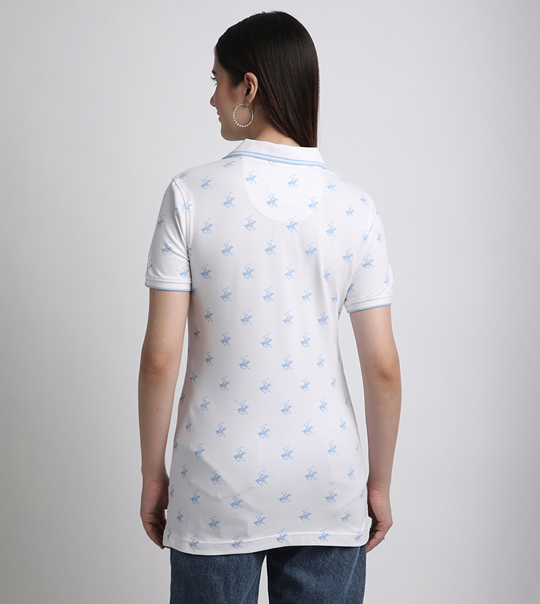 All Over Logo Printed Short Sleeves Polo T-Shirt