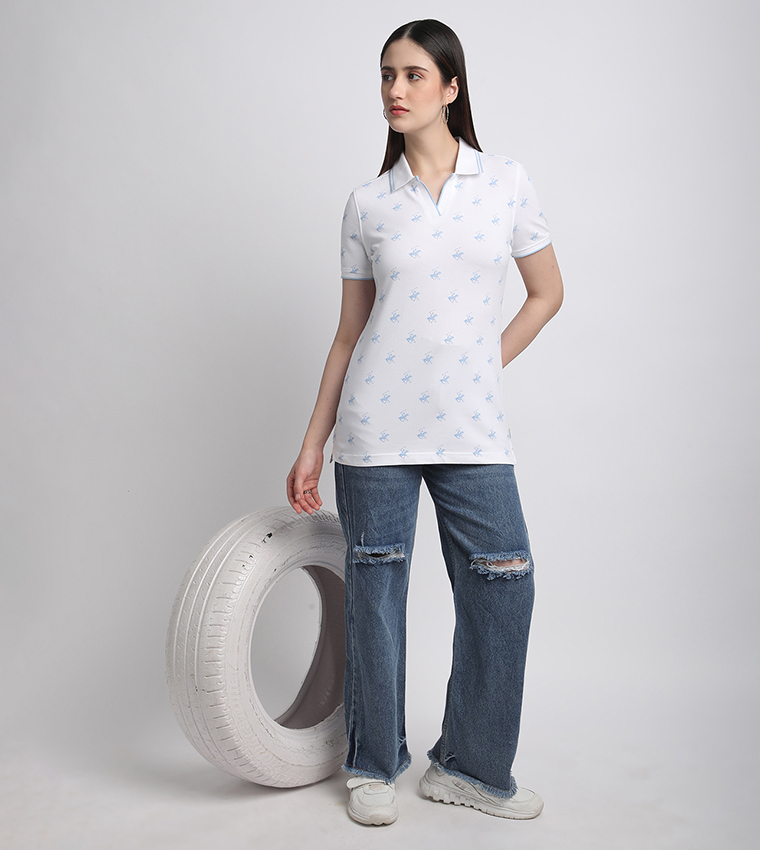 All Over Logo Printed Short Sleeves Polo T-Shirt