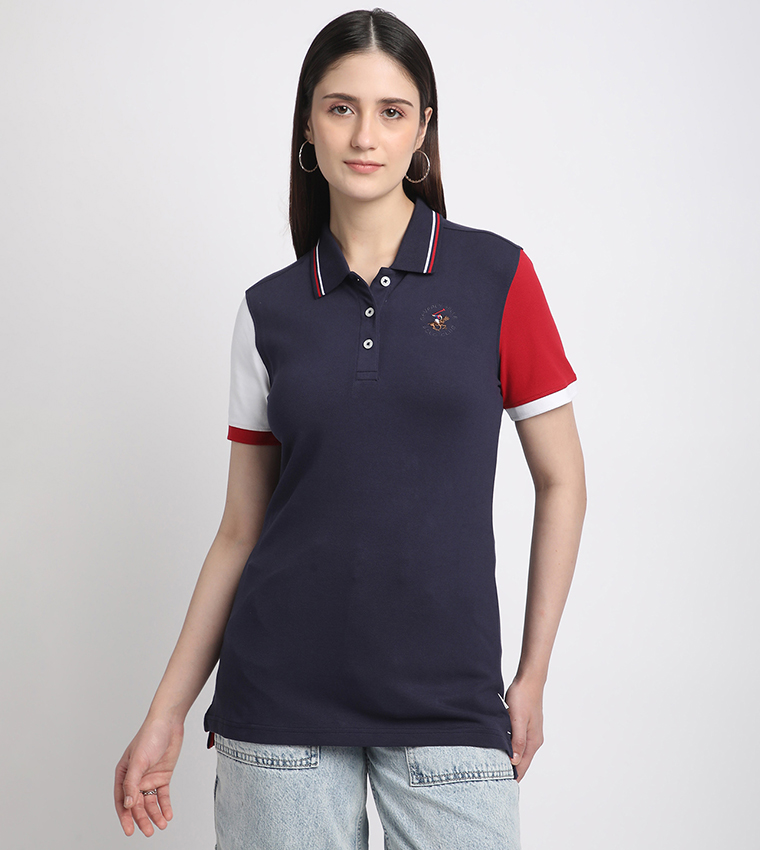 Color Block Short Sleeves Polo T-Shirt