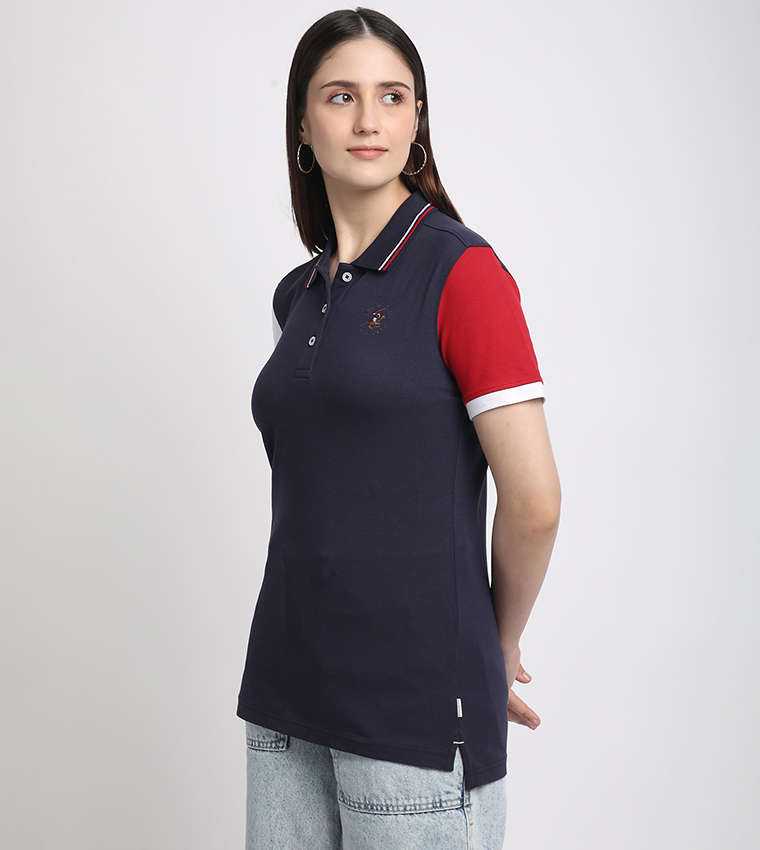 Color Block Short Sleeves Polo T-Shirt