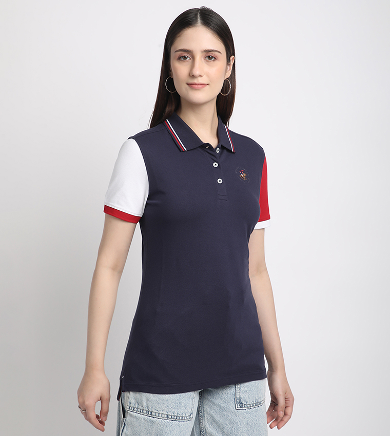 Color Block Short Sleeves Polo T-Shirt