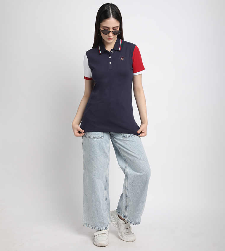 Color Block Short Sleeves Polo T-Shirt