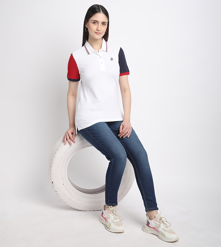 Color Block Short Sleeves Polo T-Shirt