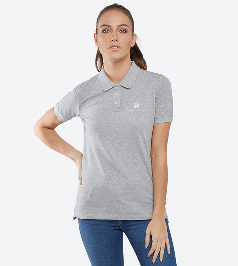3-Button Placket Short Sleeves Polo T-Shirt