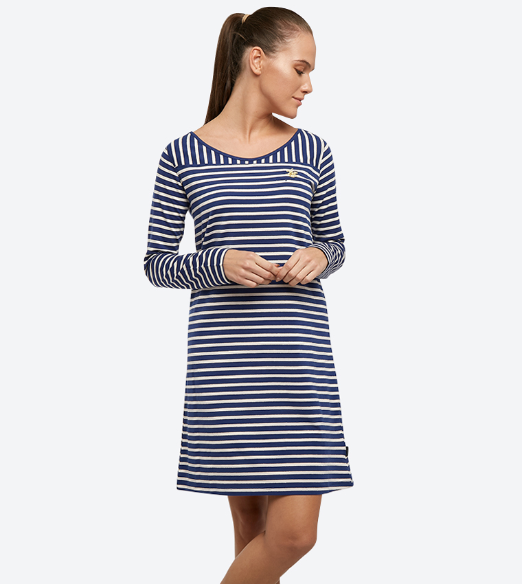 Stripes Long Sleeve Dress - Blue BP L2993