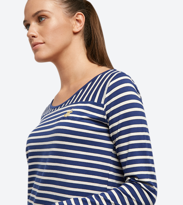 Stripes Long Sleeve Dress - Blue BP L2993