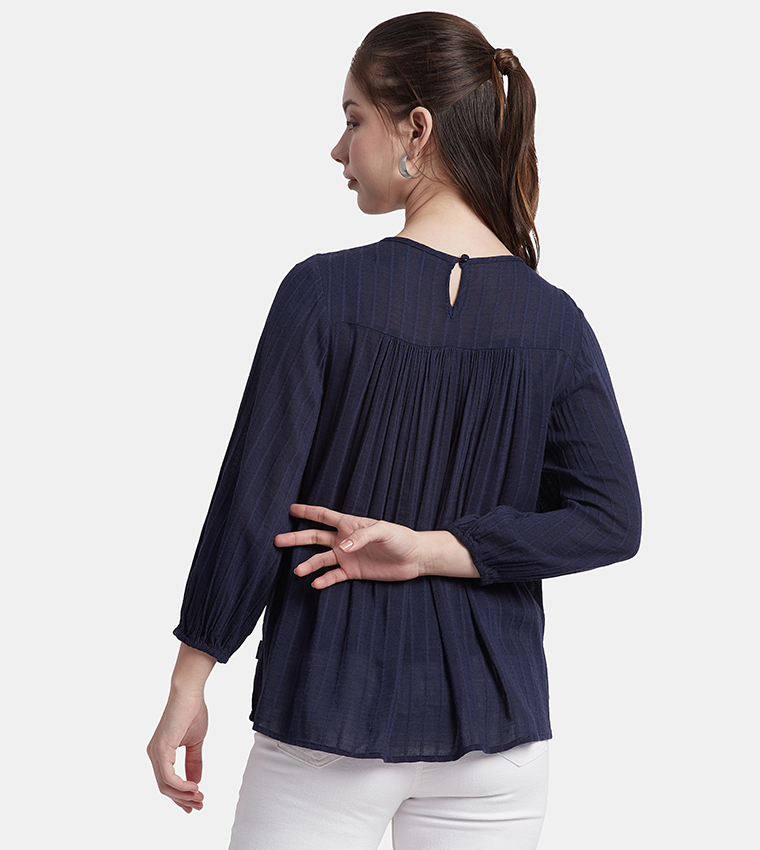 Schiffli Yoke Bishop Sleeves Top
