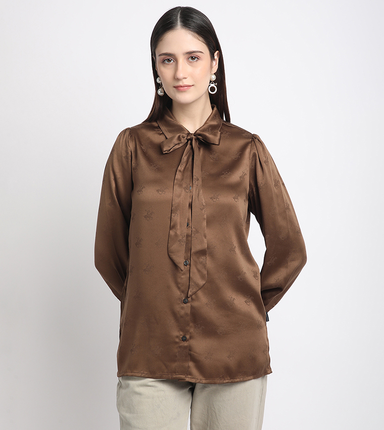 Bow Tie Detail Long Sleeves Shirt