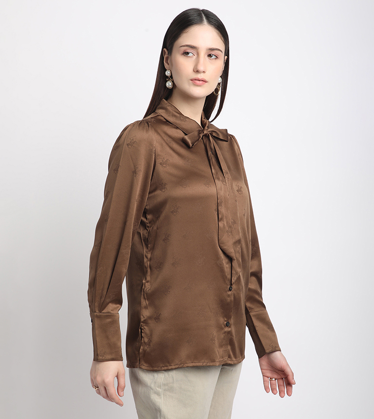 Bow Tie Detail Long Sleeves Shirt