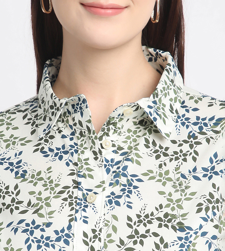 Floral Printed Long Sleeves Shirt Dress