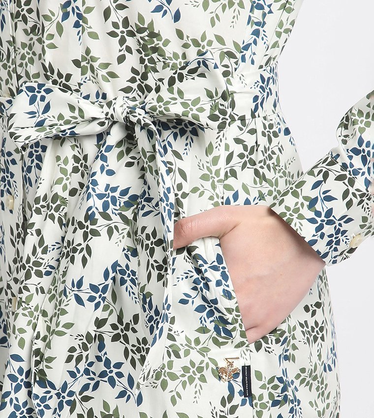 Floral Printed Long Sleeves Shirt Dress