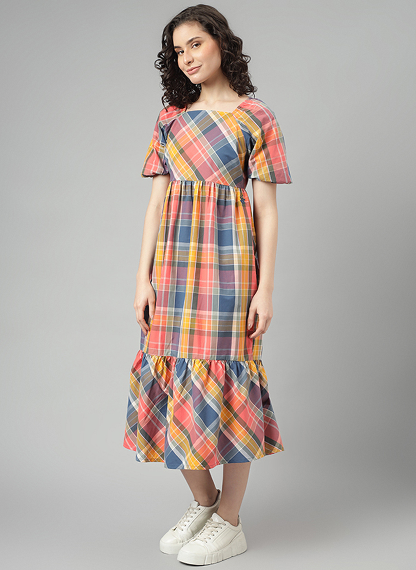 Orange plaid dress sale