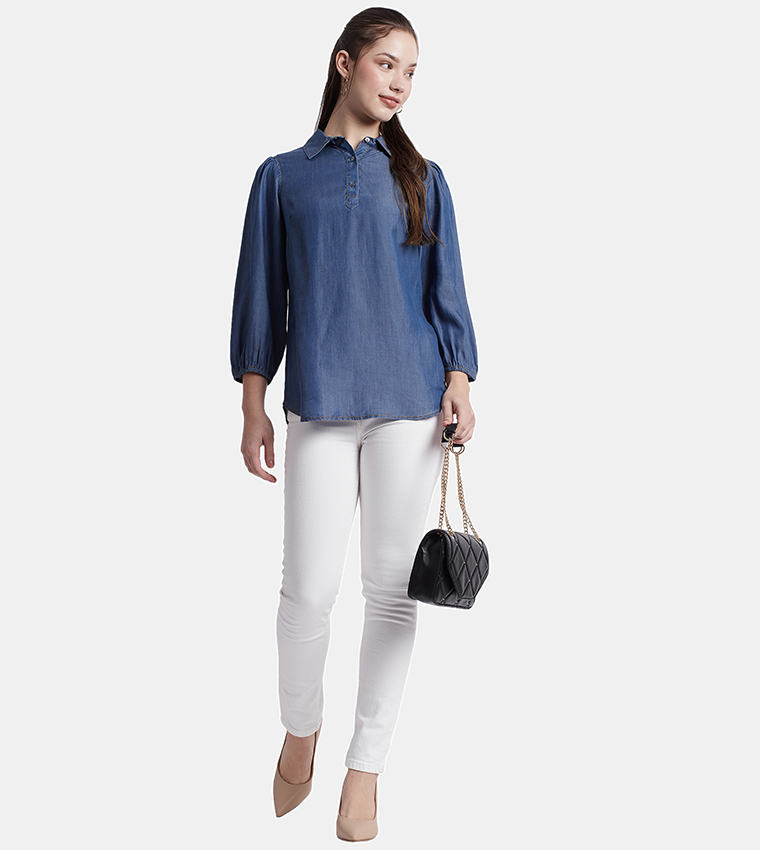 Logo Embroidered Denim Shirt