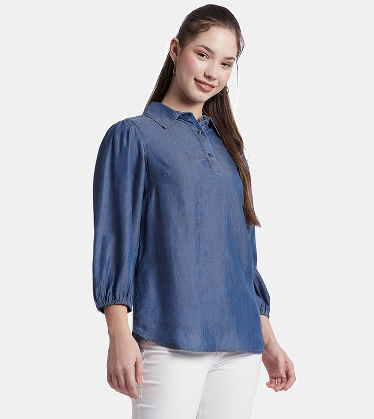 Logo Embroidered Denim Shirt