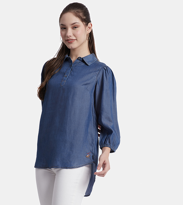 Logo Embroidered Denim Shirt