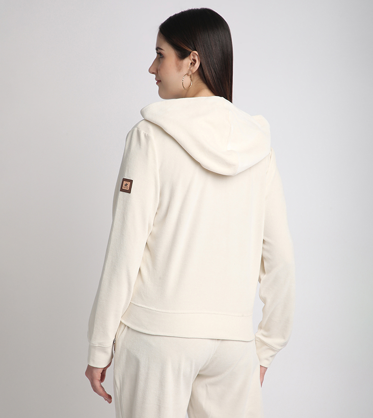 Zippered Hooded Plush Jacket