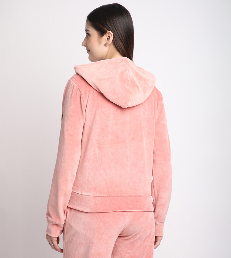 Zippered Hooded Plush Jacket