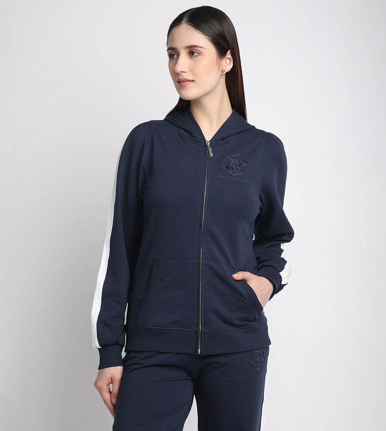 Logo Detail Hooded Track Jacket