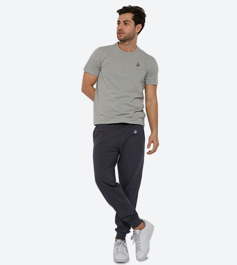 Logo Initials Embroidered Crew Neck T-Shirt