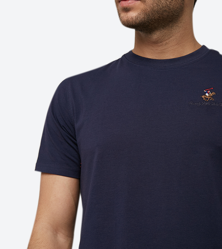 Logo Embroidered Initials Short Sleeves Crew Neck T-Shirt
