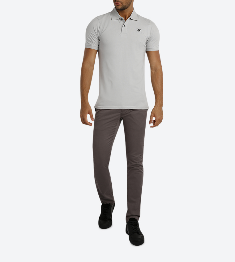 Solid Colored Polo Shirt - Silver - BP M2125