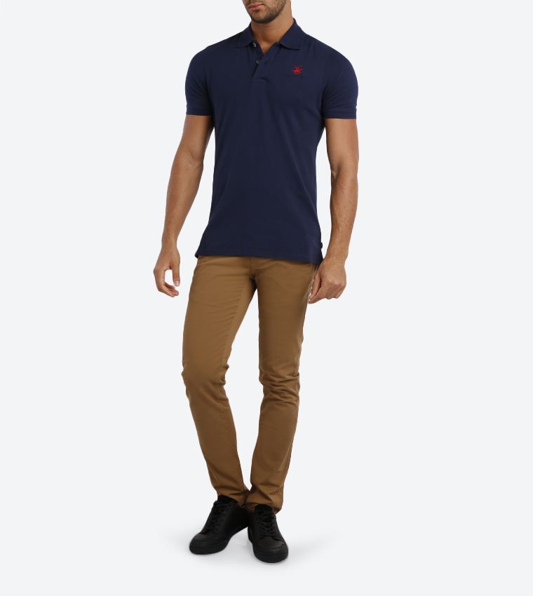 Buy Beverly Hills Polo Club Solid Colored Polo Shirt Navy BP M2125 In Blue 6thStreet Qatar