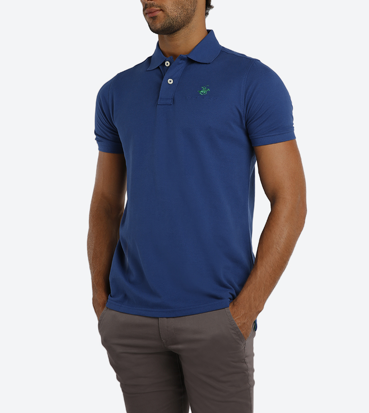2 Button Placket Classic Collar Polo Shirt - Blue BP M2288