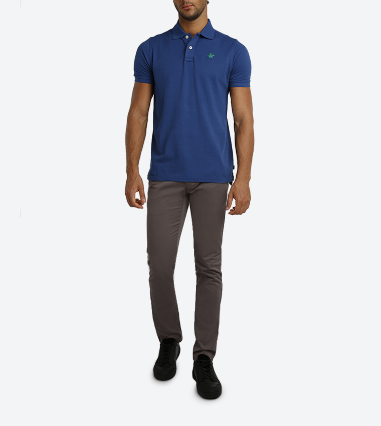 2 Button Placket Classic Collar Polo Shirt - Blue BP M2288
