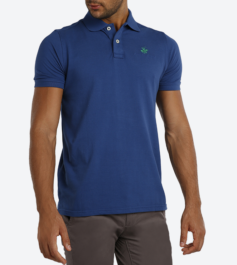 2 Button Placket Classic Collar Polo Shirt - Blue BP M2288