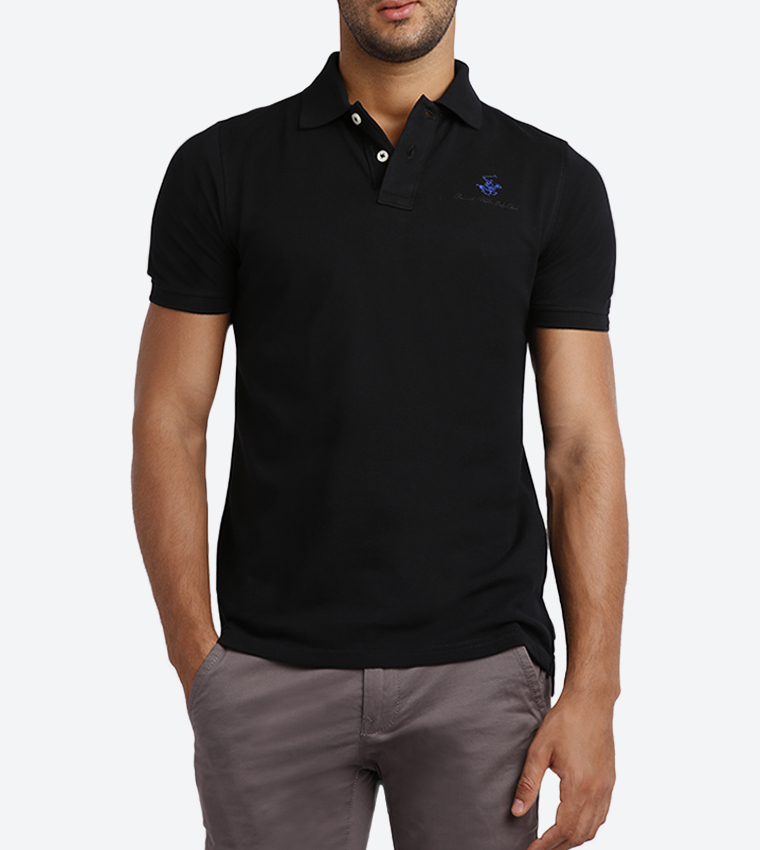 Buy Beverly Hills Polo Club Solid Colored Polo Shirt Black BP M2288 In Black 6thStreet Kuwait