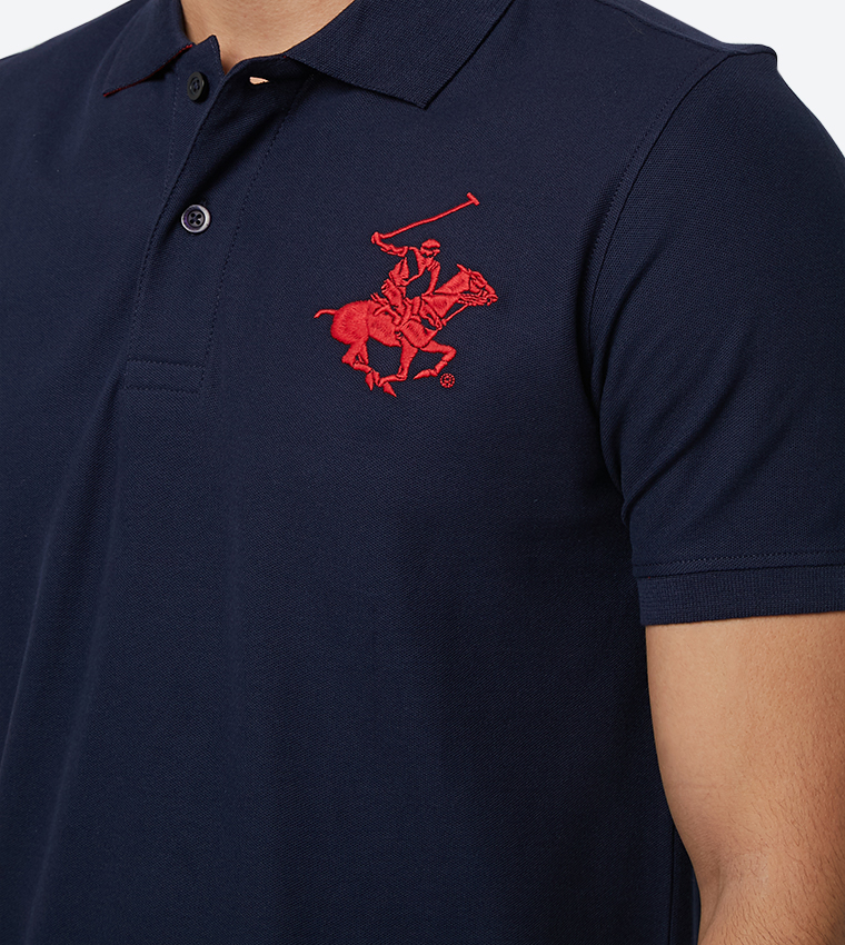 Buy Beverly Hills Polo Club Embroidered Brand Logo Detail Short Sleeve Polo  Shirt Navy In Navy | 6thStreet Bahrain