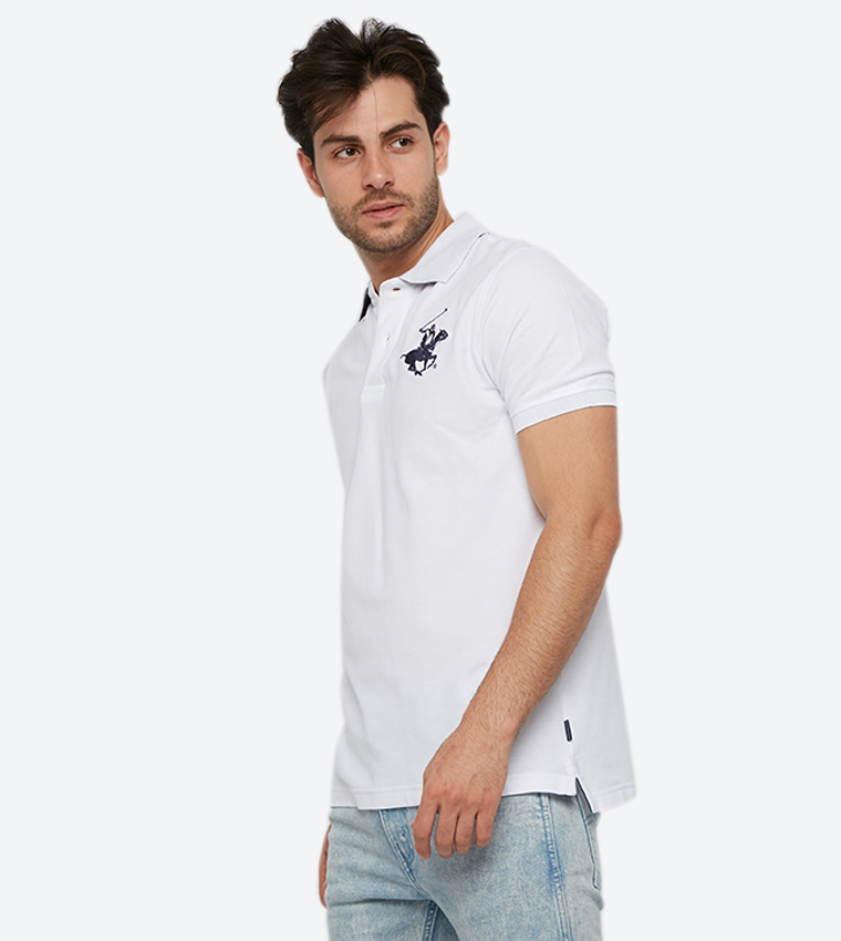 Plaited Collar & Cuff Honeycomb Core Polo - White