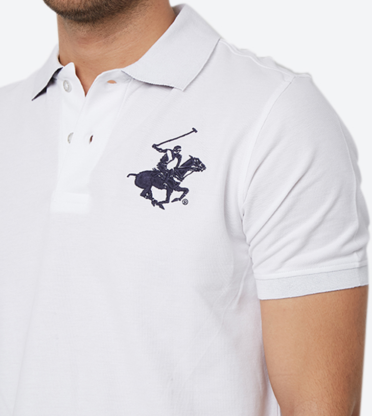 Plaited Collar & Cuff Honeycomb Core Polo - White