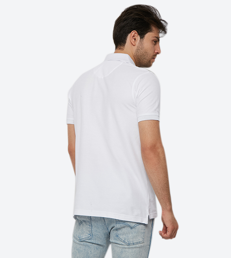 Plaited Collar & Cuff Honeycomb Core Polo - White