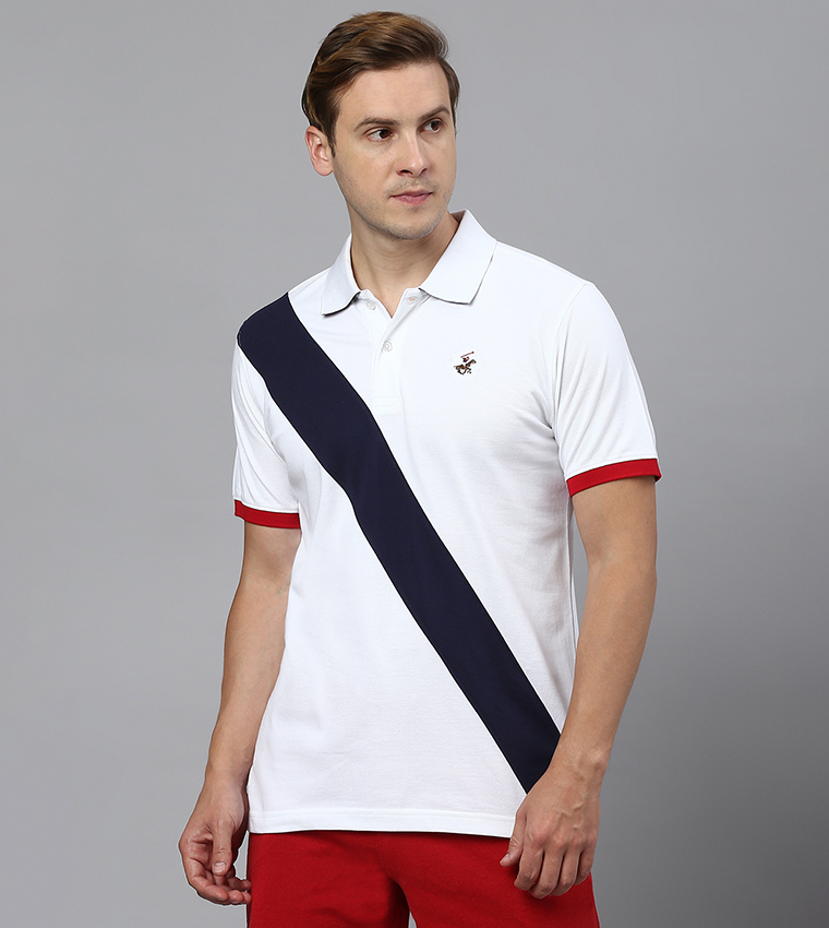 Diagonal stripe polo shirt best sale