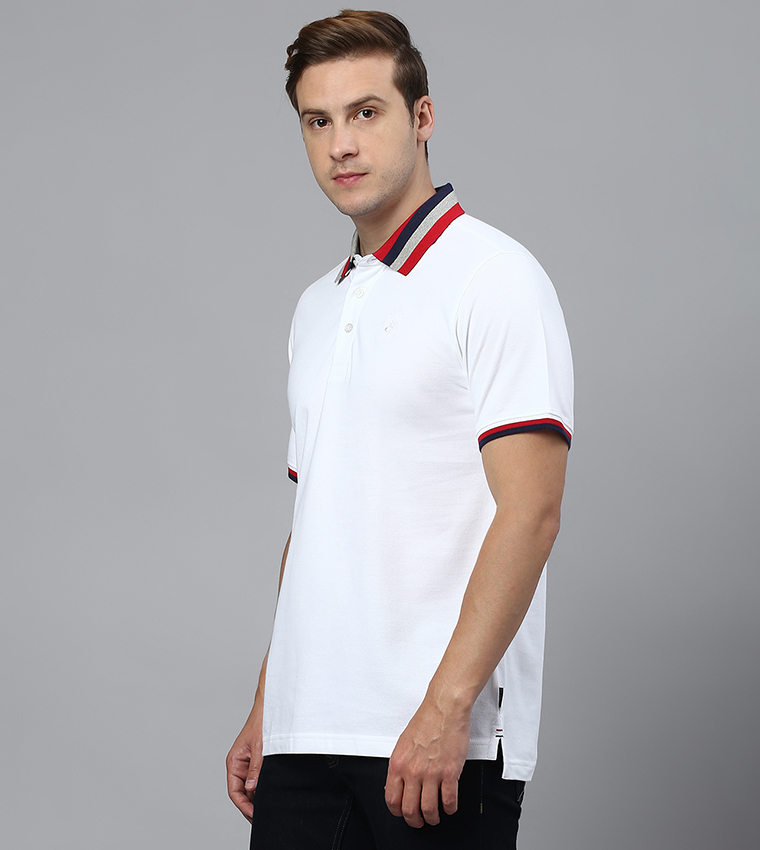 Buy Beverly Hills Polo Club Contrast Collar And Cuff Polo T Shirt In White  | 6thStreet UAE